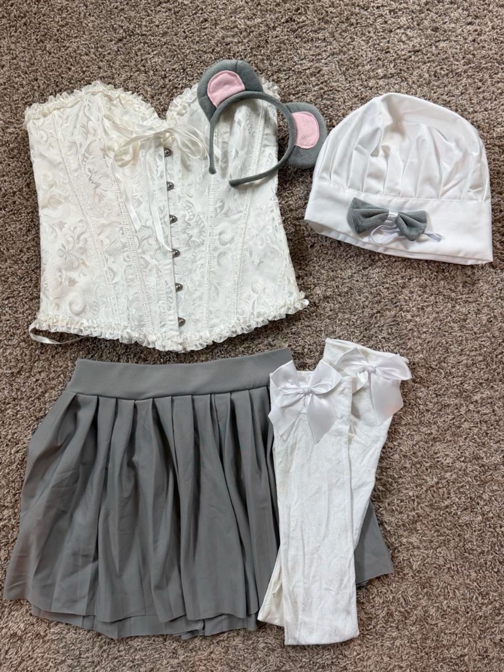 Halloween costume Top & Gray Skirt Hair Accessory Set with Mouse Ear Headband
